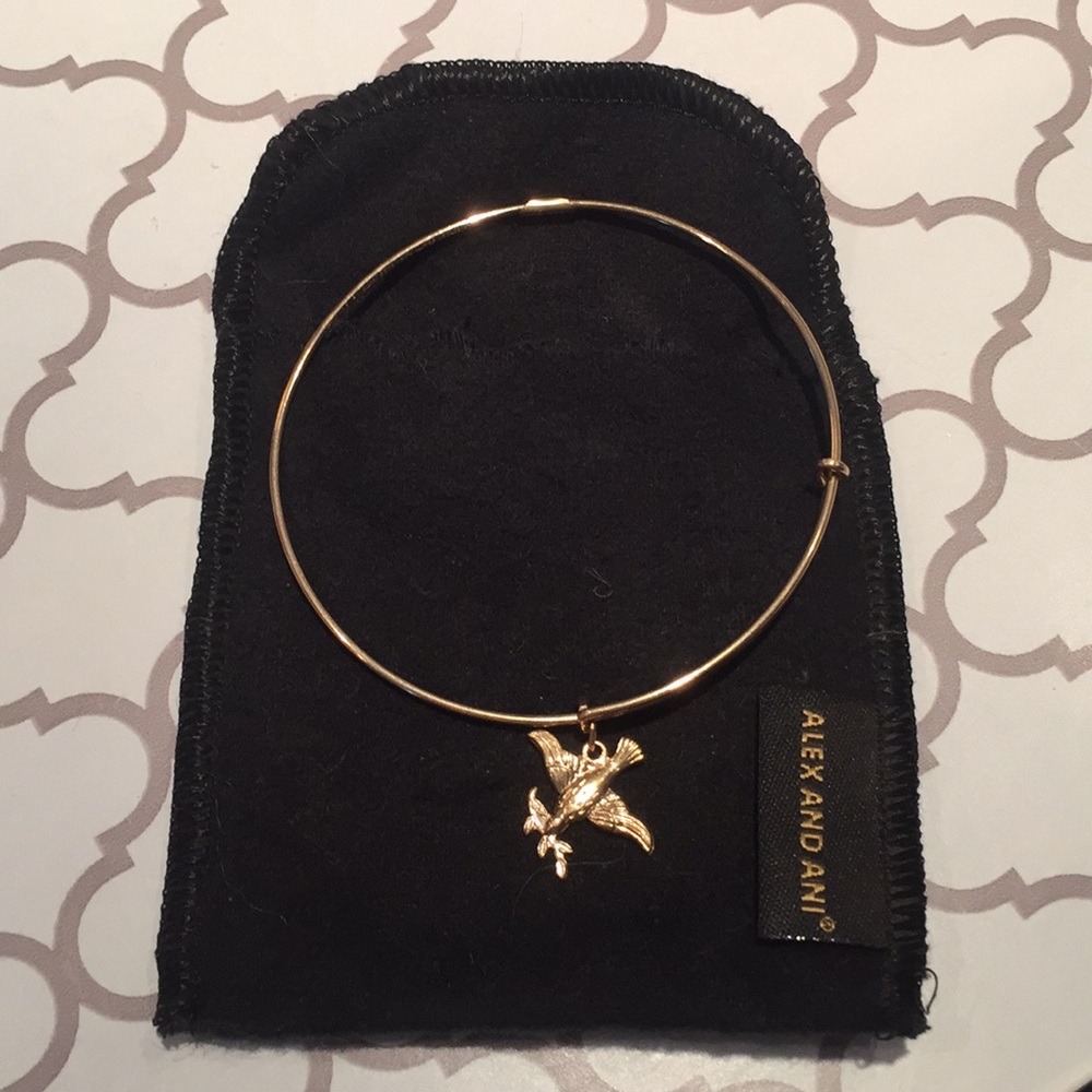 Retired Alex and Ani 14k gold plated Dove